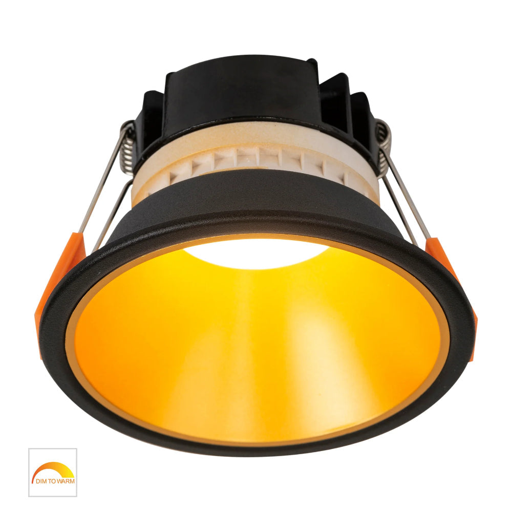 Gleam Black with Gold Insert Fixed Dim to Warm LED Downlight